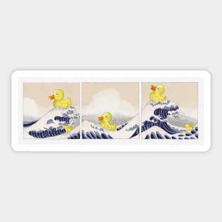 Bath ducks in distress - freely based on Hokusai II Sticker